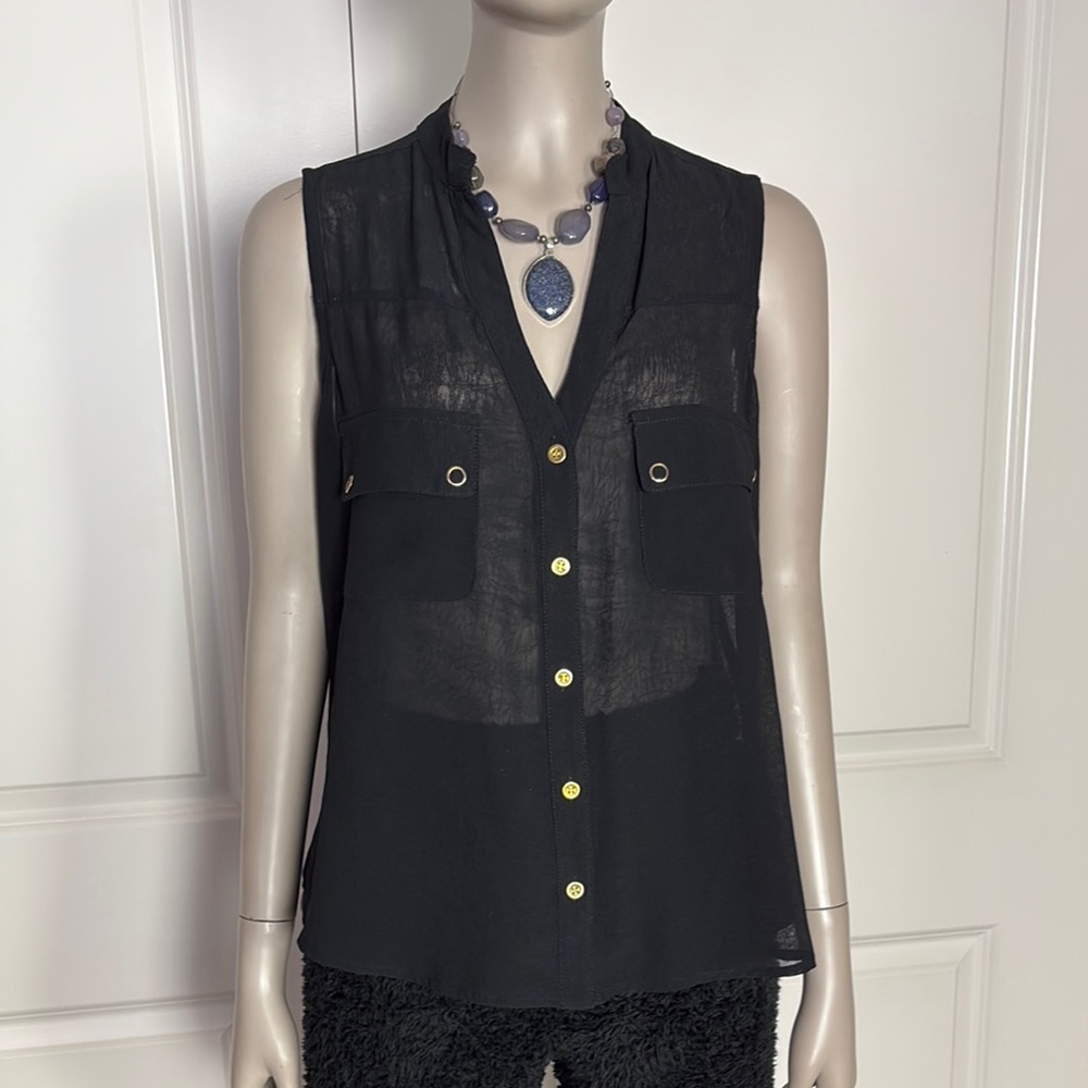 2b Bebe Sheer Black Open Back Sexy Sleeveless Top